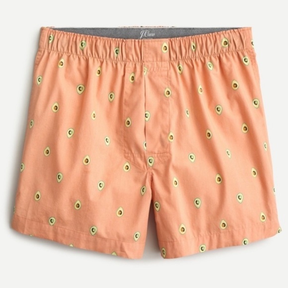NWT J. Crew Men’s Avocado Print Cotton Boxers Underwear Orange - Picture 1 of 5